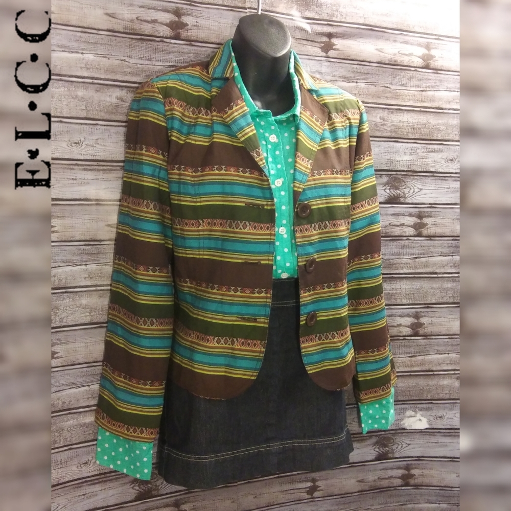 Mixed Multi Stripe Blazer by ELCC